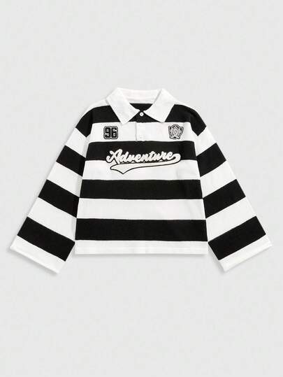 Street Life Maglione lavorato a maglia oversize con collo a polo, con ricamo a lettere e righe, per uomo, adatto per l'autunno