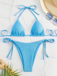 Swim Basics 吊脖三角形側繫帶比基尼泳裝