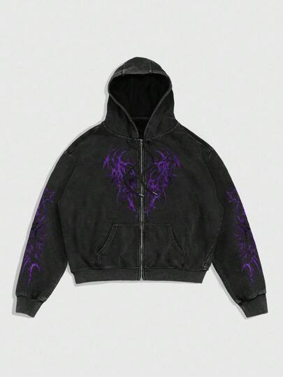 Street Life Men's Graphic Print Zip-Up Hoodie, Fall