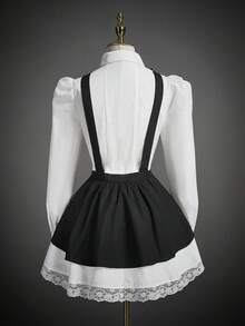 SHEIN ICON Women's Gothic Contrast Color Exaggerated Halloween Costume Dress - Black and White - View 2