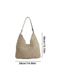 Cirelle A Fashionable Hand-Woven Hollowed-Out Straw Shoulder Bag – Boho Summer Tote Beach Bag, For Vacation, Outings, Camping & Parties