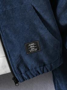 Conjunto informal de niño preadolescente con estilo universitario, sudadera con capucha de pana y forro polar, adecuado para otoño/invierno, uso escolar y al aire libre