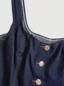 Selenza Plus Size Women Sleeveless Single-Breasted Pleated Hem Casual Washed Top