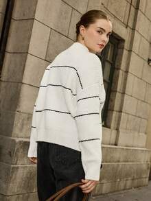 Calvaya New Fashionable Versatile Mock Neck Plus Size Sweater Winter Fall Autumn - White - View 2