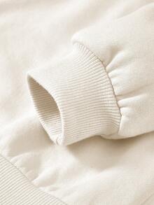 SHEIN Happikins Stickad mjuk rundhalsad tröja för babyflicka, avslappnad tjock tröja lämplig för höst, höst och vinter - Vitt - Visa 5