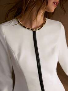 MOTF PREMIUM CONTRAST TRIM ZIPPER DRESS - White - View 2