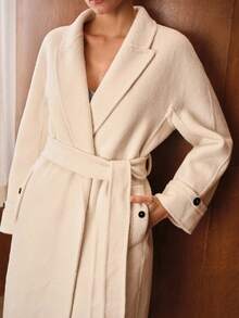 MOTF PREMIUM WOOL BLEND BELTED DOUBLE-FACED OVERCOAT, AUTUMN/WINTER - Apricot - View 3