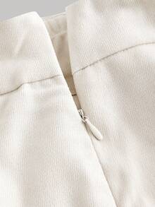 SHEIN MOD 秋冬高腰宽松百褶西装裤 - 卡其色 - 查看 4