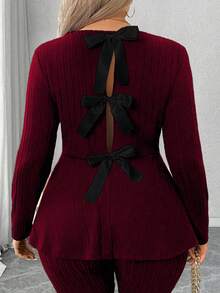 Elenzga Bộ 2 món thắt nơ lưng thường ngày cỡ lớn dành cho nữ - Màu Đỏ Sâu - Xem 5