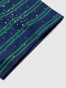 ROMWE MEN Street Life Men's Striped Rhinestone Embellished Short Sleeve T-Shirt - Multicolor - View 7