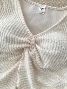 2pcs/Set Teen Girl Loose Casual Minimalist Comfortable Asymmetric Hem Long Sleeve Top And Skirt Set White Two Piece Set Ribbed Skirt Set Two Piece Long Sleeve Set White Skirt Set Teen Two Piece Set Fall Winter