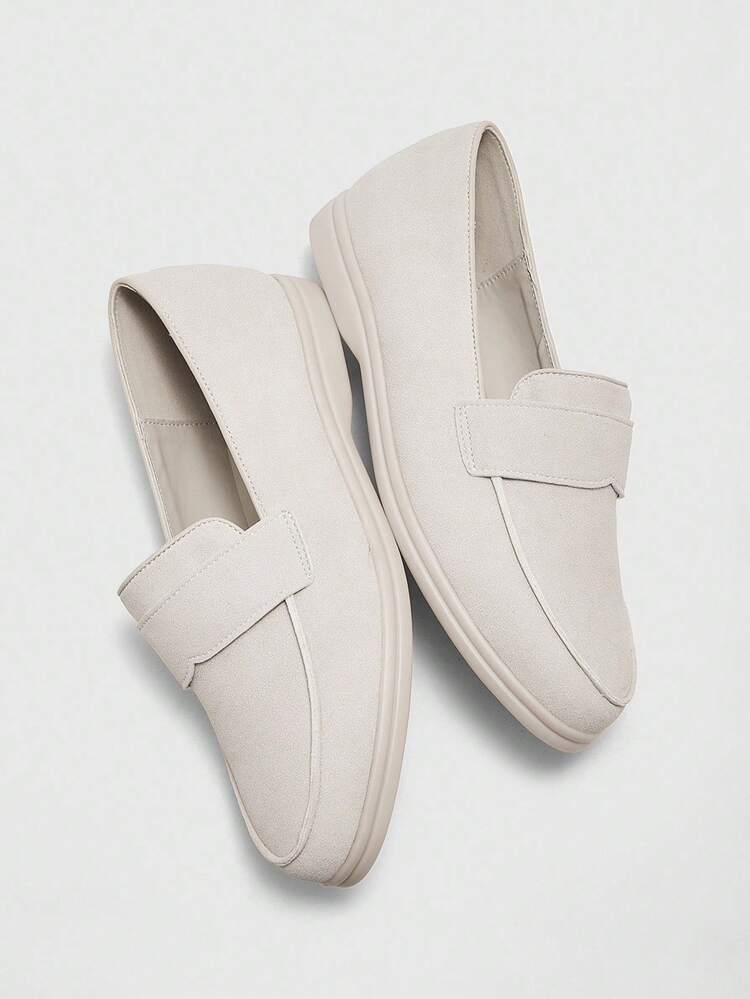 CUCCOO BIZCHIC Women's Comfortable Round Toe Flat Shoes, Fashionable Minimalist Faux Suede Light Gray Flats For Daily Commute, Spring/Summer