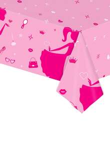 1PC 108*180CM Disposable Tablecloth, Pink Crown Princess Pattern Tablecloth, Waterproof And Oil-Proof, Suitable For Girls' Birthday Theme Parties And Daily Use - Multicolor - View 1