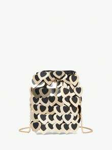 SHECARRY 女士、女士晚装包、斜挎包、黑色、金色、亮片、心形亮片、时尚、优雅、简约、适合鸡尾酒会、派对、舞会、俱乐部、约会、生日、晚会、约会之夜、宴会 - 彩色 - 查看 1