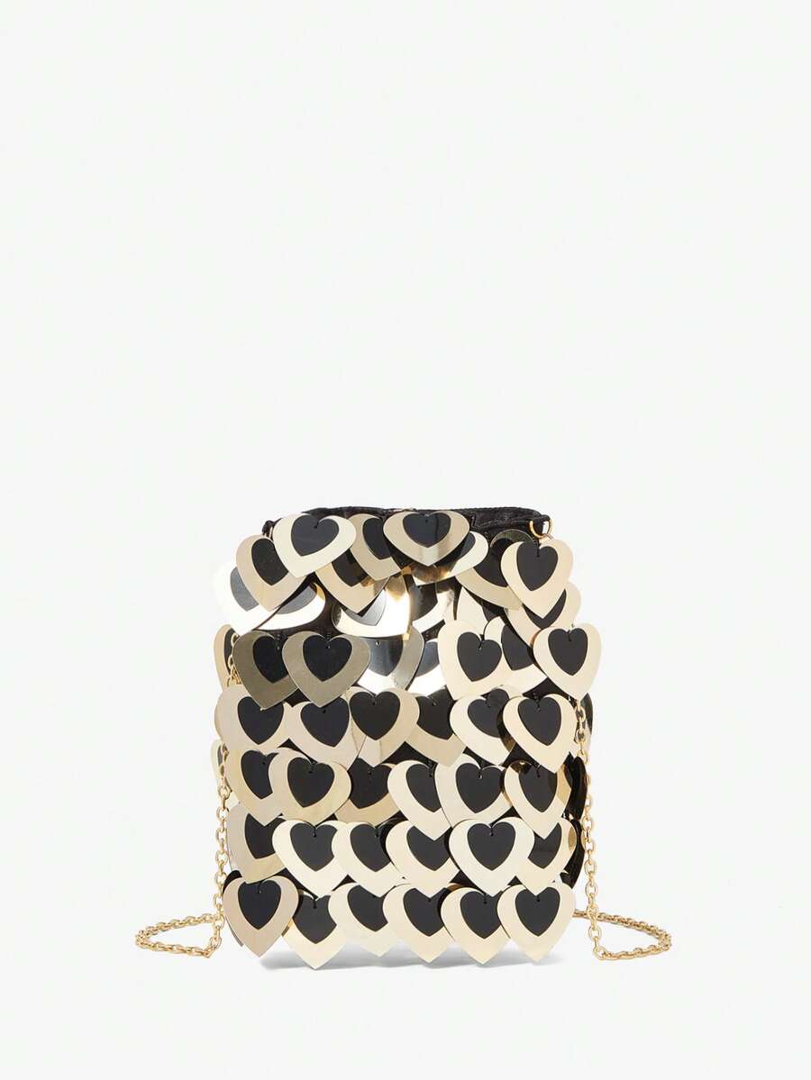 SHECARRY 女士、女士晚装包、斜挎包、黑色、金色、亮片、心形亮片、时尚、优雅、简约、适合鸡尾酒会、派对、舞会、俱乐部、约会、生日、晚会、约会之夜、宴会 - 彩色 - 查看 1