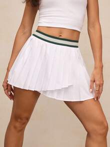 Activina 撞色饰边百褶运动裙 - 白色 - 查看 1