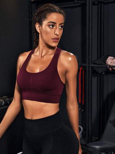 Powerista Hollow Everyday Fitness Sports BH (Seamless) Seamless Workout Bordeaux Top Built In view 3