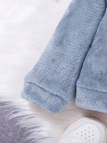 SHEIN Toddler Boys' Casual Versatile Fluffy Stand Collar Loose Fit Thick Sweatshirt,In Fall/Winter