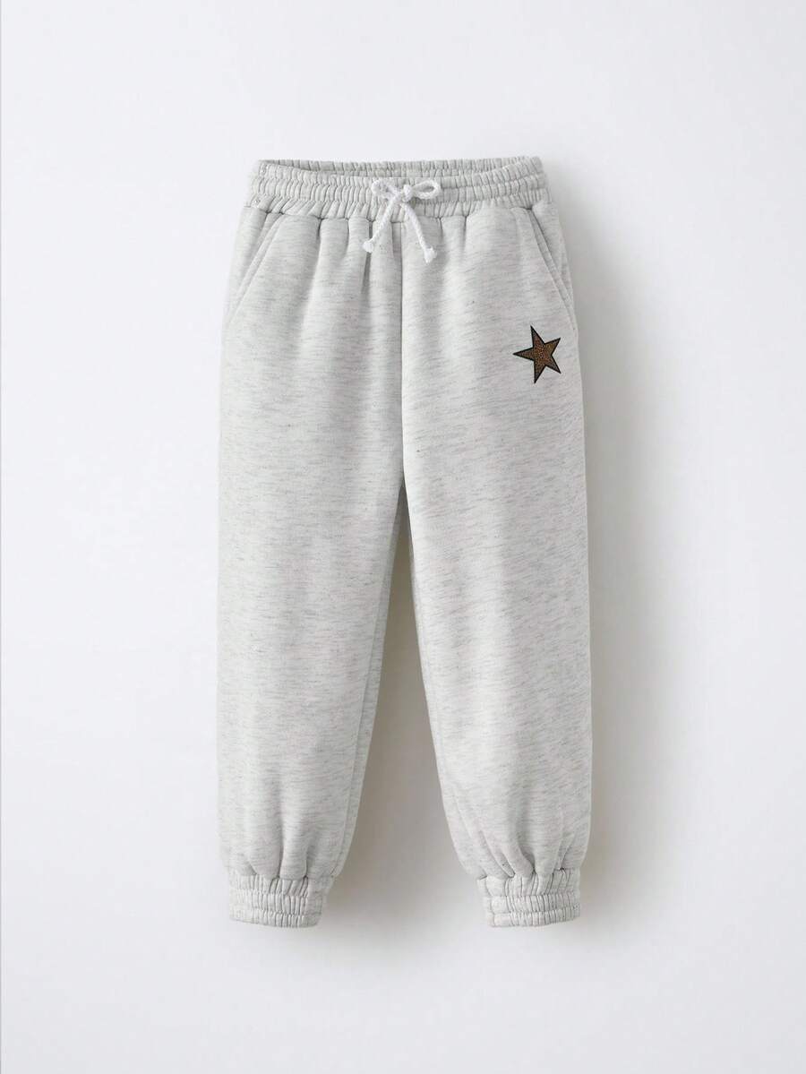 Maija Kids Maija Kids 少女星星印花口袋休闲慢跑裤 - 淺灰色 - 查看 1