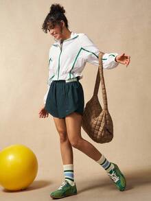 VARSIVA Women's Contrast Color Zipper Drawstring Long Sleeve Casual Sports Jacket For Women, Women Tennis Jacket Athletic Jacket - Multicolor - View 7