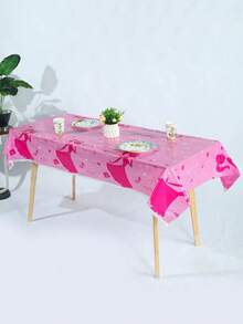 1PC 108*180CM Disposable Tablecloth, Pink Crown Princess Pattern Tablecloth, Waterproof And Oil-Proof, Suitable For Girls' Birthday Theme Parties And Daily Use - Multicolor - View 4