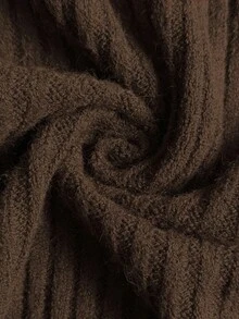 Flirla Plus Size Women V-Neck Solid Color Brooch Slit Sexy Short Knitted Cardigan Fall Winter Cloth For Women Autumn - Coffee Brown - View 8
