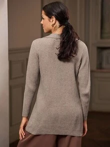 lacRébo Cosy Oversized V Neck Rib Knit Cardigan With Button Front Office Outfits Fall Women Clothes Autumn Winter