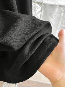 少女针织挂脖 A 字裙，收腰，大蝴蝶结后背，甜美、可爱、优雅、奢华风格，适合派对、聚会和生日活动 - 黑色 - 查看 5