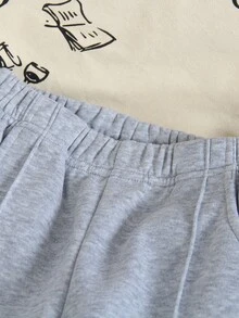 Genkimix Kids 2 件装年轻男孩休闲贴布装饰宽松裤，带有特殊英文含义贴布，轻盈柔软的面料，适合上学、休闲外出、聚会、公园、度假