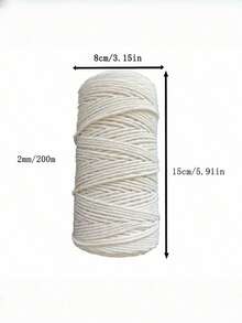 SHEIN Size Range 1MM To 5MM White Natural Macrame Craft Cord For  Handmade Bags Gift Wrapping Tags Bundling Decoration Home Decor Party Supplies Crafting Essentials Macrame String Strong Versatile Decorative Rope Festive Celebrations Craft Projects - Beige - View 6