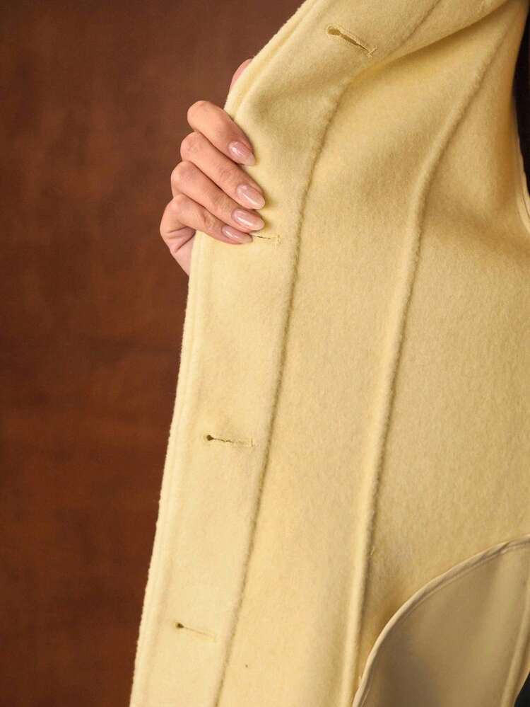 WOOL SINGLE BREASTED BELTED OVERCOAT