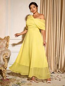 Cravure Vestido de cóctel elegante y versátil personalizado para mujer de talla grande para fiesta o baile - Amarillo - Ver 4