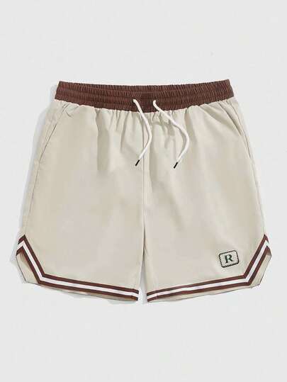 Street Life Pantalones cortos casuales sueltos con cordón en la cintura y bolsillos para adolescentes con rayas