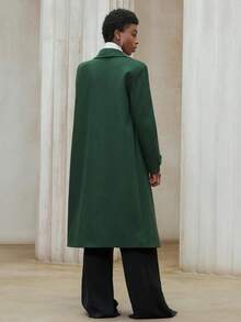 Aveloria Modichic 女士翻领双排扣羊毛大衣 - 墨綠色 - 查看 3