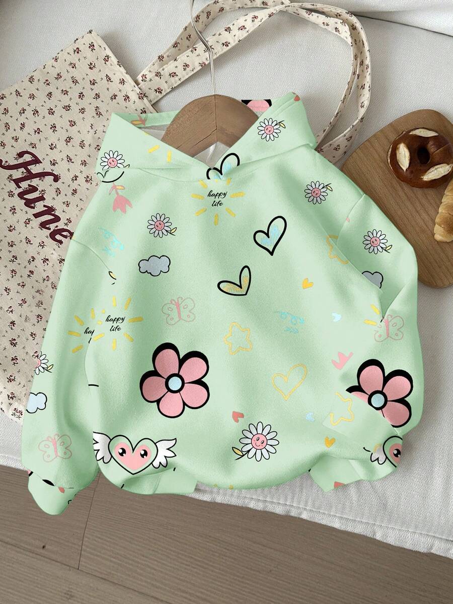 SHEIN Leap Crew Áo nỉ dài tay rộng rãi, thoải mái cho bé gái tuổi teen, thích hợp cho mùa thu/đông, màu xanh nhạt dễ thương, áo mùa hè dễ thương, áo bé gái Kawaii, quần áo trẻ em dễ thương, áo mùa thu - Nhiều màu - Xem 1