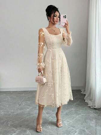 Rafferiza Vestido elegante de encaje jacquard