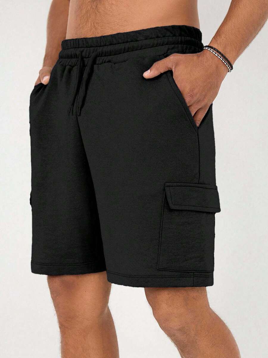 EURMUSE Pantalones cortos cargo de unicolor casual para hombres, versátiles para el verano - Gris Oscuro - Ver 1