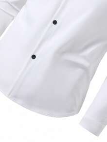 SHEIN 1 件青少年男孩绅士风格米色百搭修身长袖衬衫，优雅学院风个性化休闲外套，适合婚礼、婚礼嘉宾、花童、戒童、返校季 - 白色 - 查看 7