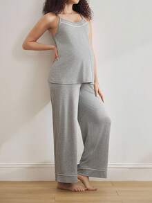 BloomMama 孕妇无袖睡裤套装 - 淺灰色 - 查看 5