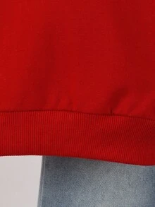 SHEIN 2件組男童時尚套裝，針織圓領長袖衛衣與牛仔長褲，返校季夏季職業日穿搭校園服 - 酒紅色 - 查看 4