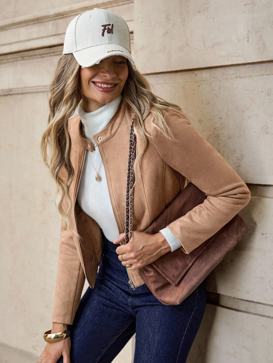 Solivie Women's Casual Everyday Zip-Up  Jacket, In Autumn/Winter,Fall