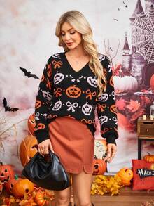 SHEIN LUNE Halloween Women Sweaters Fall Winter Cloth For Women - Black - View 6