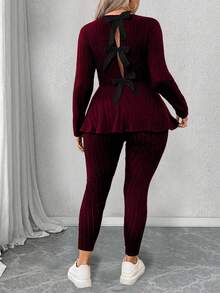 Elenzga Bộ 2 món thắt nơ lưng thường ngày cỡ lớn dành cho nữ - Màu Đỏ Sâu - Xem 2