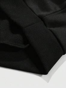 ROMWE MEN Goth 男士黑色火焰骷髅图案舒适连帽衫 - 黑色 - 查看 4