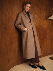 MOTF PREMIUM CASHMERE DOUBLE BREASTED OVERCOAT - Brown - View 5