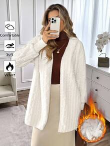 SHEIN LUNE Jaqueta de malha com capuz texturizada de cor sólida casual feminina, roupa básica para o dia a dia, outono/inverno, roupas de inverno para mulheres, tops para sair, roupas de outono para mulheres, roupas de outono para mulheres, top fofo, roupas de inverno, roupas casuais para mulheres, tops para sair, roupas brancas para mulheres, roupas de outono para mulheres, roupas de outono para mulheres, tops de outono, roupas femininas de outono, nova moda de outono, roupas de outono para mulheres, roupas de outono para mulheres