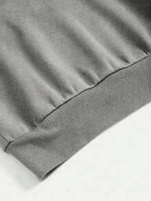 SHEIN Leap Crew 简约心形图案基本款运动服，少女休闲简约圆领长袖厚款运动衫和裤子两件套，适合秋冬季 - 灰色 - 查看 6