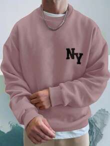 Felpa da uomo in cotone con grafica a lettere, senza maglietta, spalle a caduta