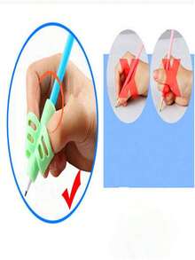 Writing Posture Corrector With 2 Finger Slots, Soft Rubber Material, Pen Grip Corrector, Student Learning Stationery, Writing Aid Back To School - Green - View 7