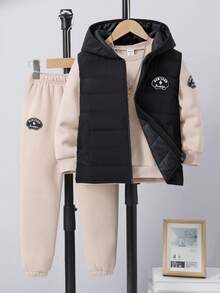 SHEIN 3件套男童棉背心+羊毛衫 - 黑色 - 查看 6